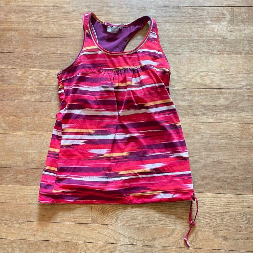 Athleta racerback purple pink white red yellow tank shirt top size large L b22